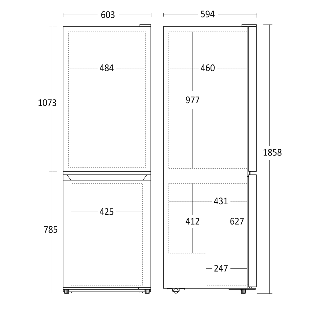 Scandomestic frittstående kombi kjøl- og fryseskap stål 186 cm CBF315XE