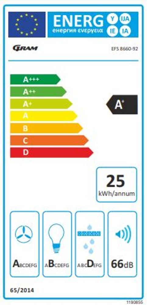 Gram ventilator svart glass EFS 8660-92 