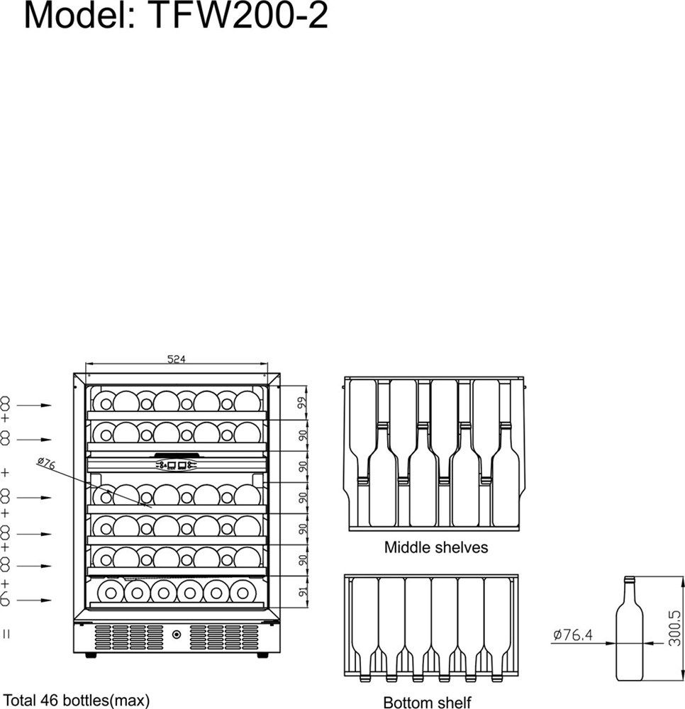 Tefcold vinskap 82cm TFW200-2F