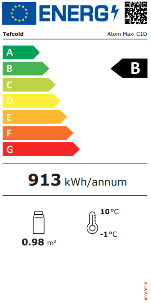 Tefcold display kjøleskap sort 203 cm Atom Maxi C1DB