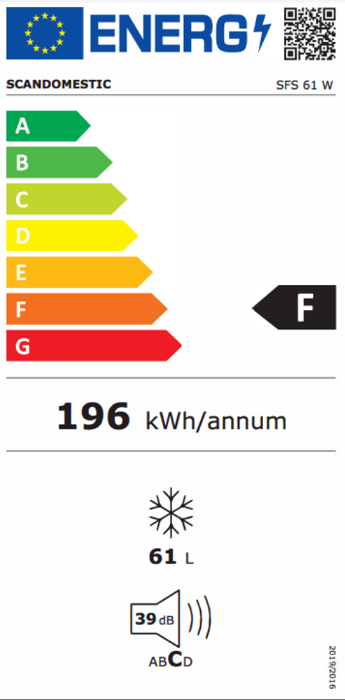 Scandomestic fryseskap 84 cm i hvit SFS 61 W