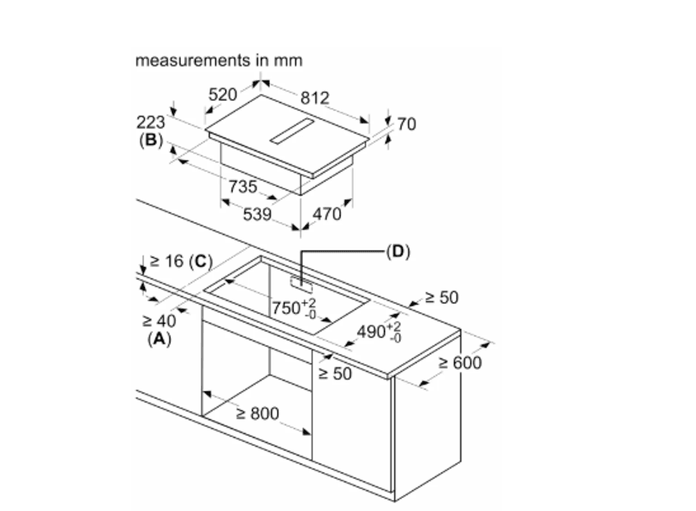 Siemens induksjonsplatetopp med integrert ventilator Iq 700 EX875LX67E 622 m³/t