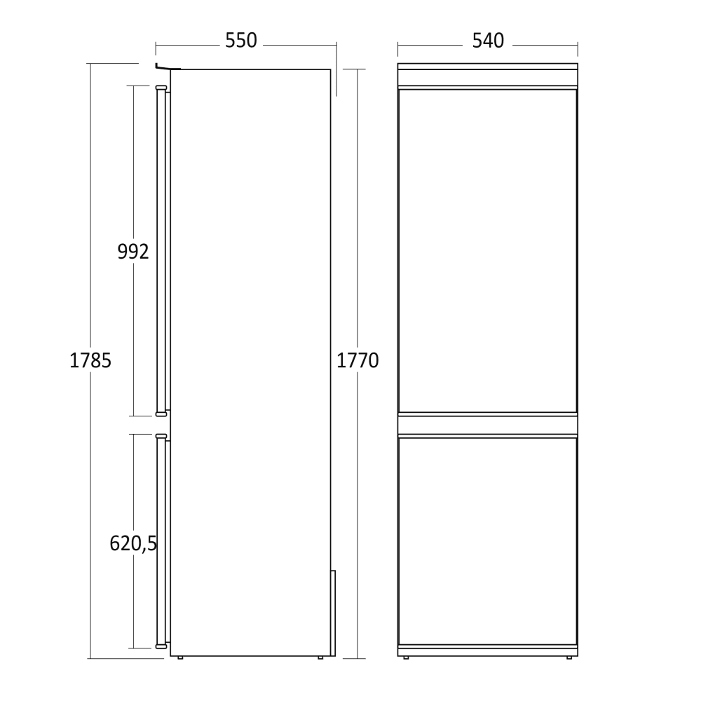 Scandomestic kombifrys- og kjøleskap hvit 178 cm CBI267NFWD