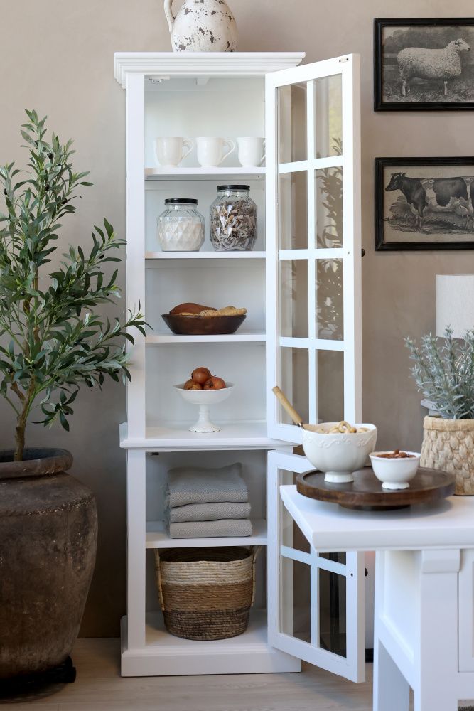 Marseille Vitrineskap i hvit med 2 dører og hyller