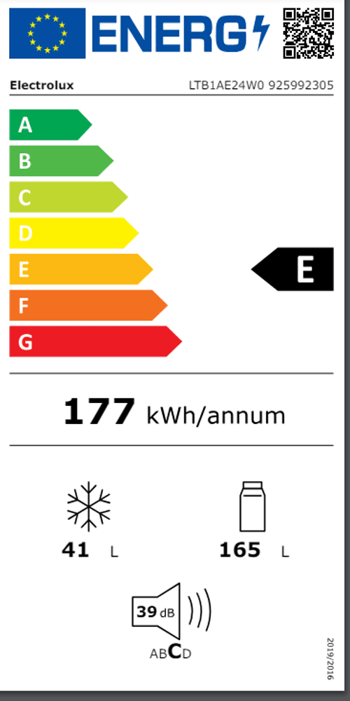 Electrolux kombiskap static hvit 143.4 cm LTB1AE24W0  
