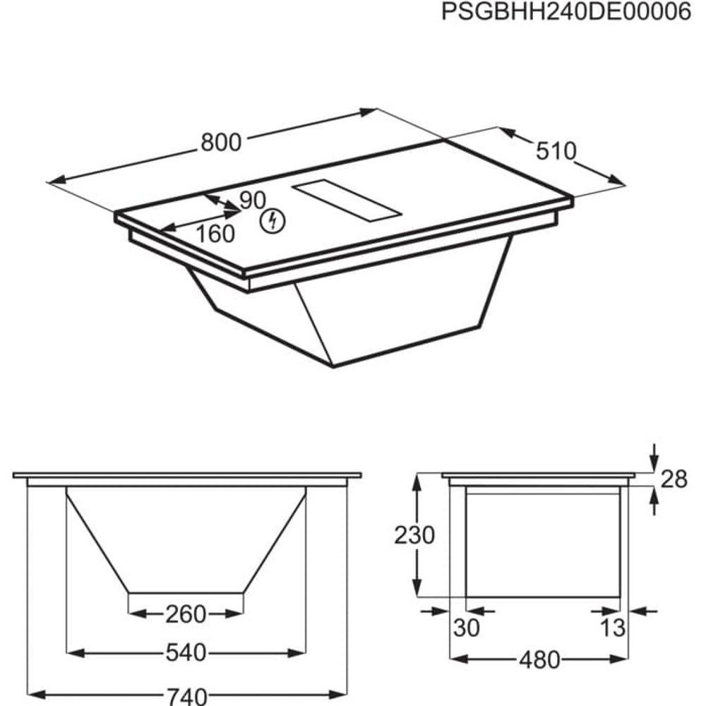 Electrolux Induksjonstopp med integrert ventilator 80 cm HHOB860FMC 